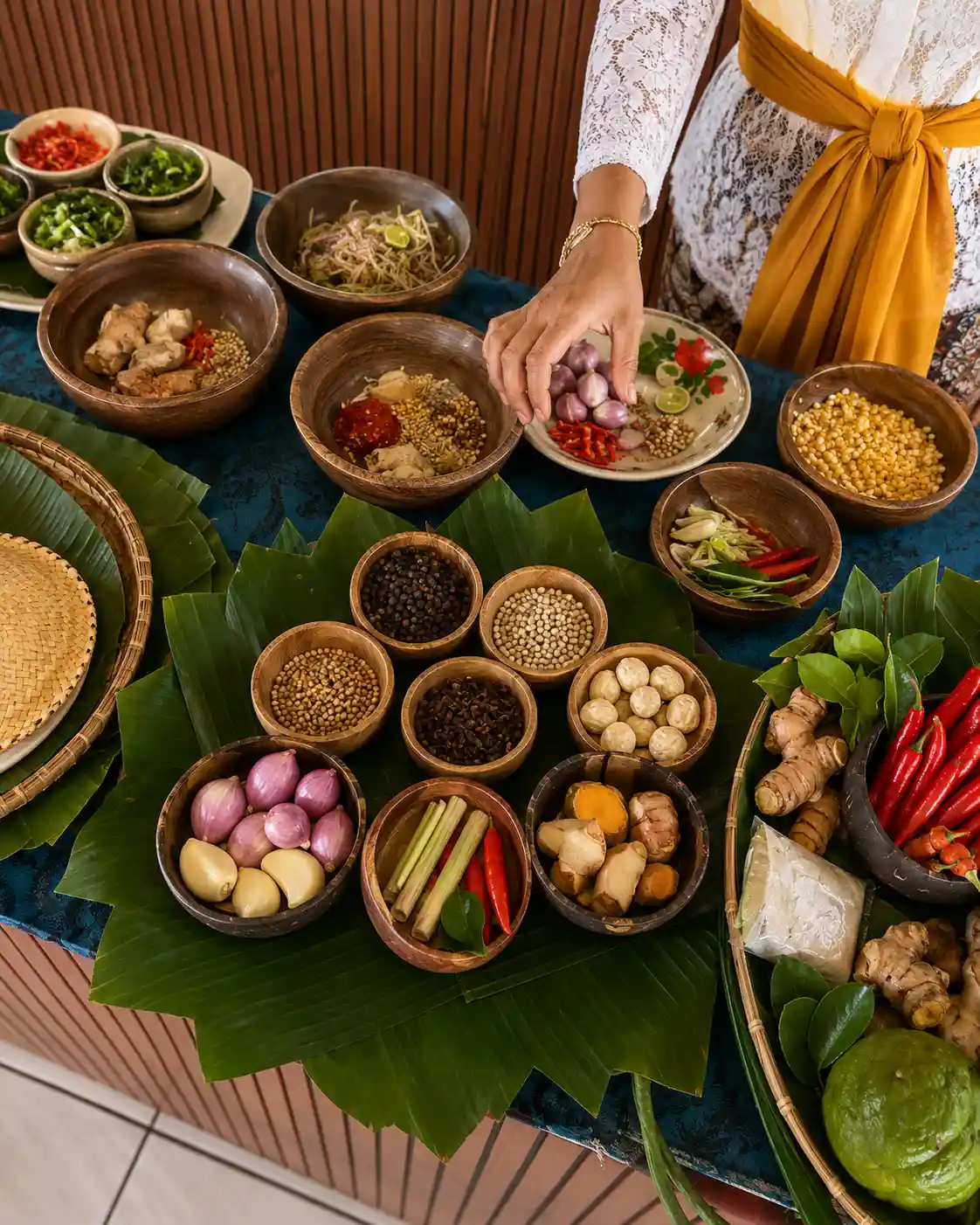 Fresh Balinese spices — authentic cooking class