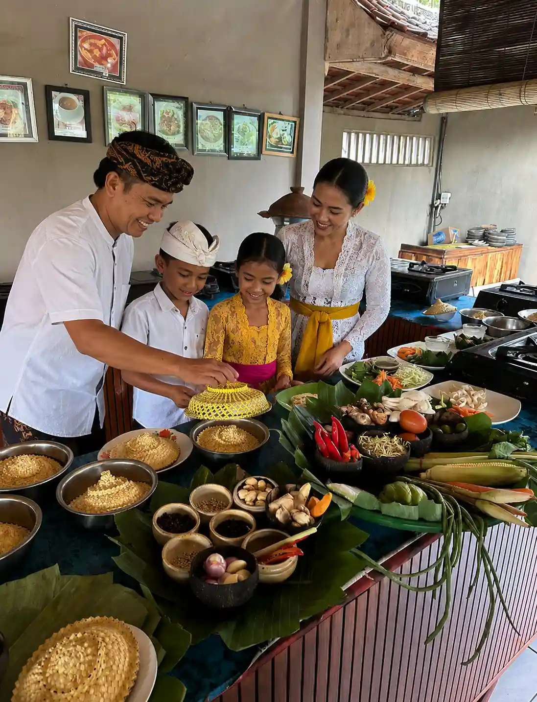 The Tumang family — your hosts for an authentic Balinese cooking class in Ubud